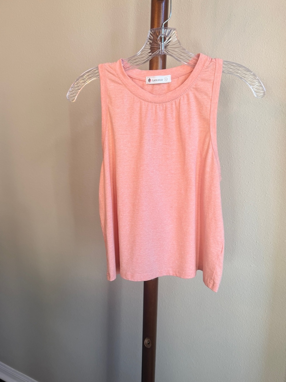 LASLULU Women's Peach/Coral Cropped Racerback  Tank Size S